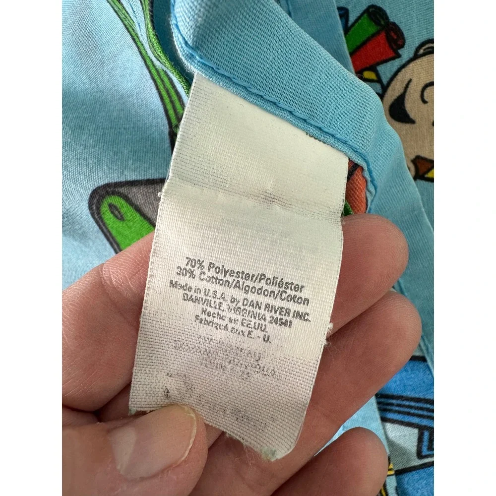 Vintage Bob the Builder Twin Size Sheet Set Blue Construction 2001 Cotton Poly